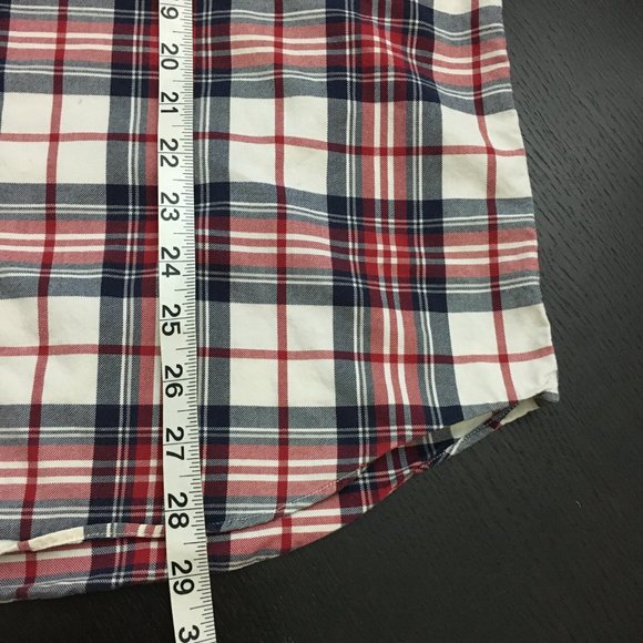 TOMMY HILFIGER Mens S/P Patched Elbow Plaid Button Down Shirt Thick Cotton - Picture 13 of 14